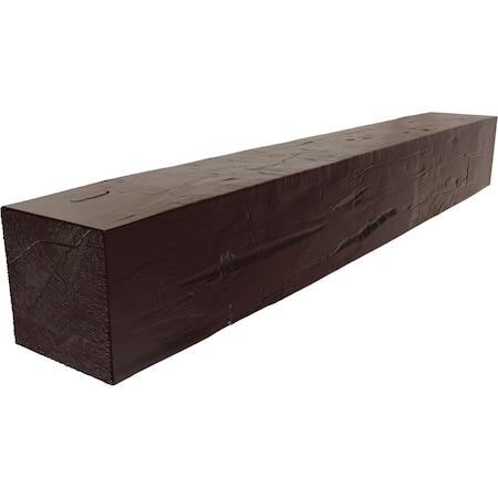 Hand Hewn Faux Wood Fireplace Mantel, Burnished Rosewood, 4H X 4D X 36W